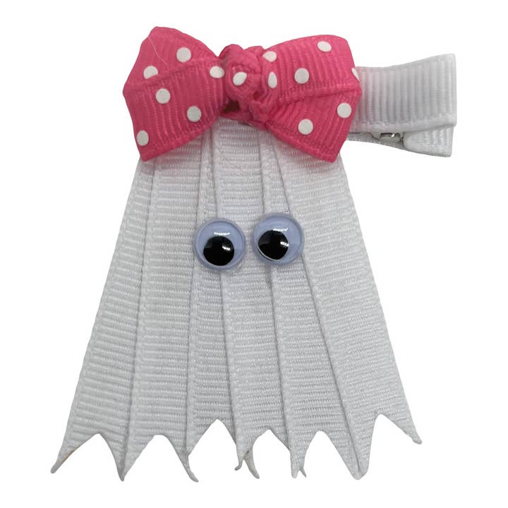 Bows For Belles, LLC - Wholesale Hair Bow - Kids - 06 Ghost Hand Crafted Halloween Ribbon Sculpture Hair Bow
