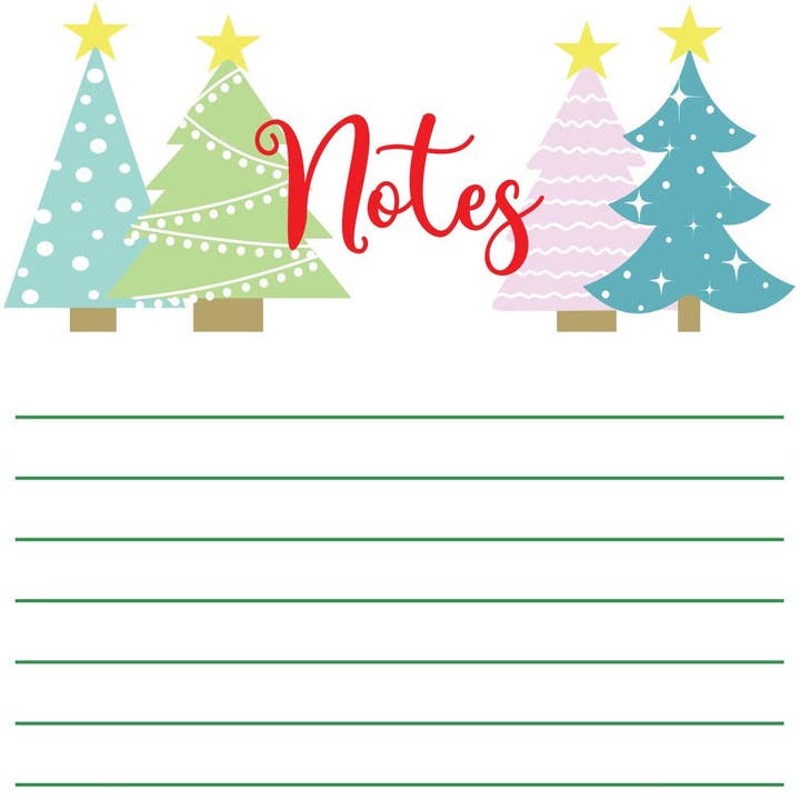 Colorful Christmas Trees 8.5x3.66in Notepad for wholesale by Allison Kay Designs Co.