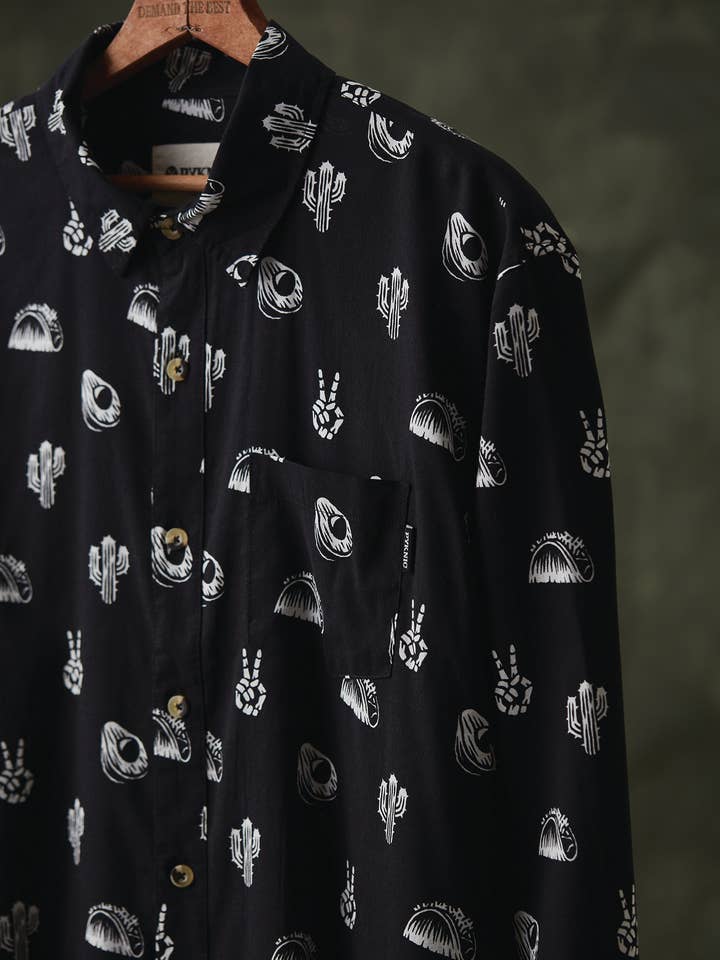 Pyknic – Großhandel Hemd mit Button-down-Kragen – Damen – No Problemo Langärmliges Taco-Kaktus-Avocadohemd mit Knöpfen10