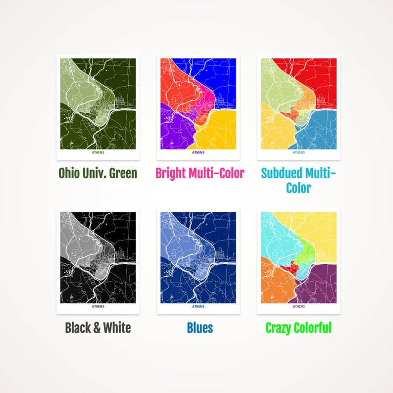 Juanita's Adventures - Wholesale Art Print - Juanitas Athens OH Map Print9