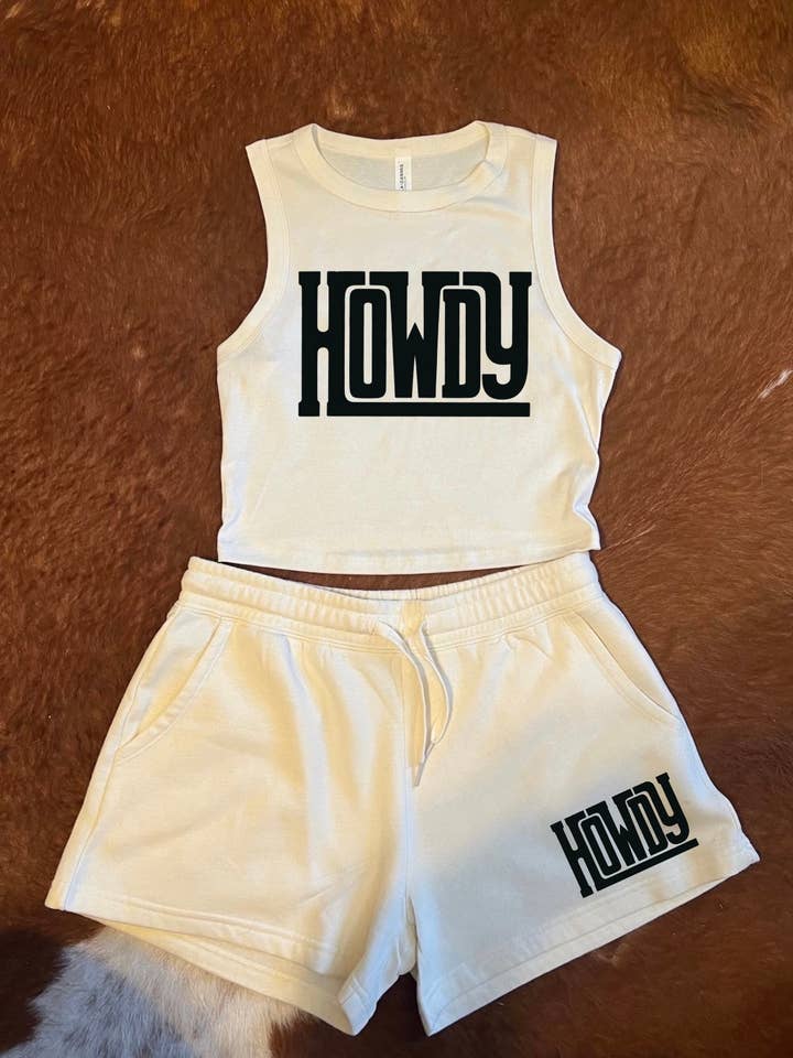 Black Howdy Shorts Set for wholesale on Faire