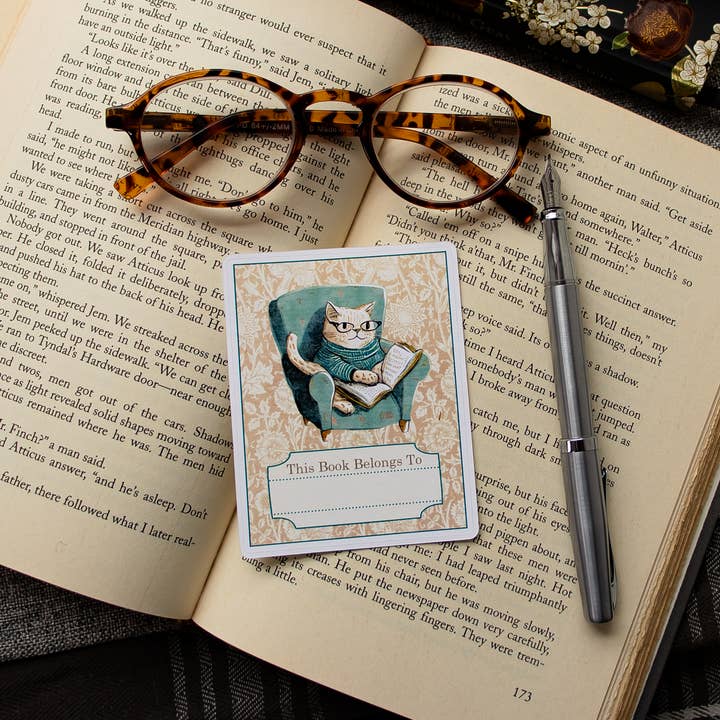 Sunshine and Ravioli - Wholesale Sticker - Cozy Cat Bookplate Stickers 1