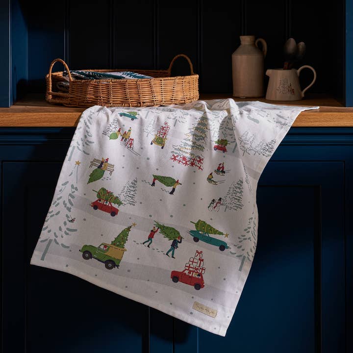 Home for Christmas Scene Tea Towel for wholesale by Sophie Allport