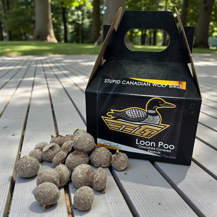 Loon Poo Peanuts - Heated Rivalry inspired packaging for wholesale by Speach Family Candy Shoppe
