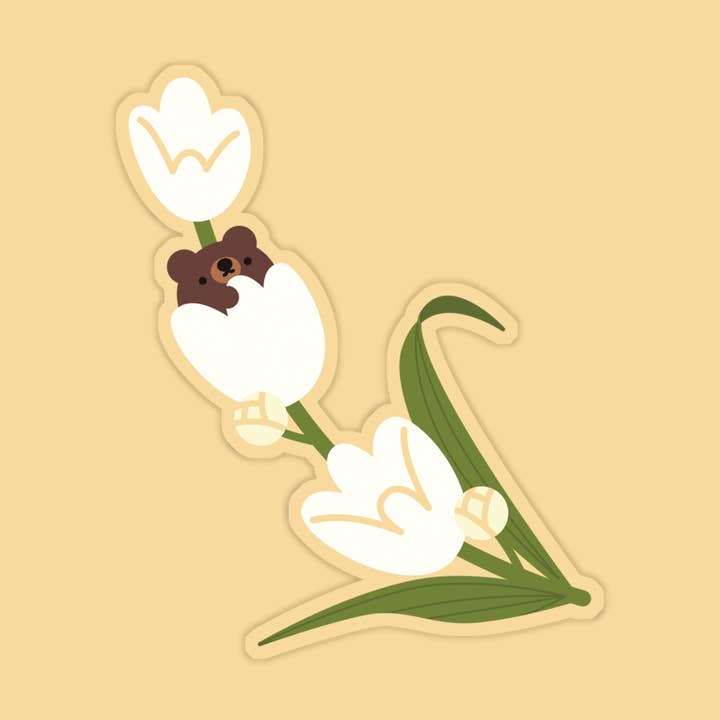 Laura Illustrates - Wholesale Sticker - Lily of the Valley with Bear Vinyl Sticker | Waterproof