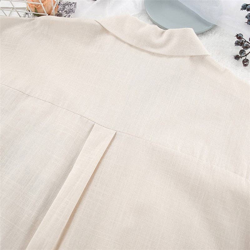 FurDecoration – wholesale Sleepwear set – Women's – Women's Cotton Linen Seven-Quarter Sleeve Pajama Set with Shorts1