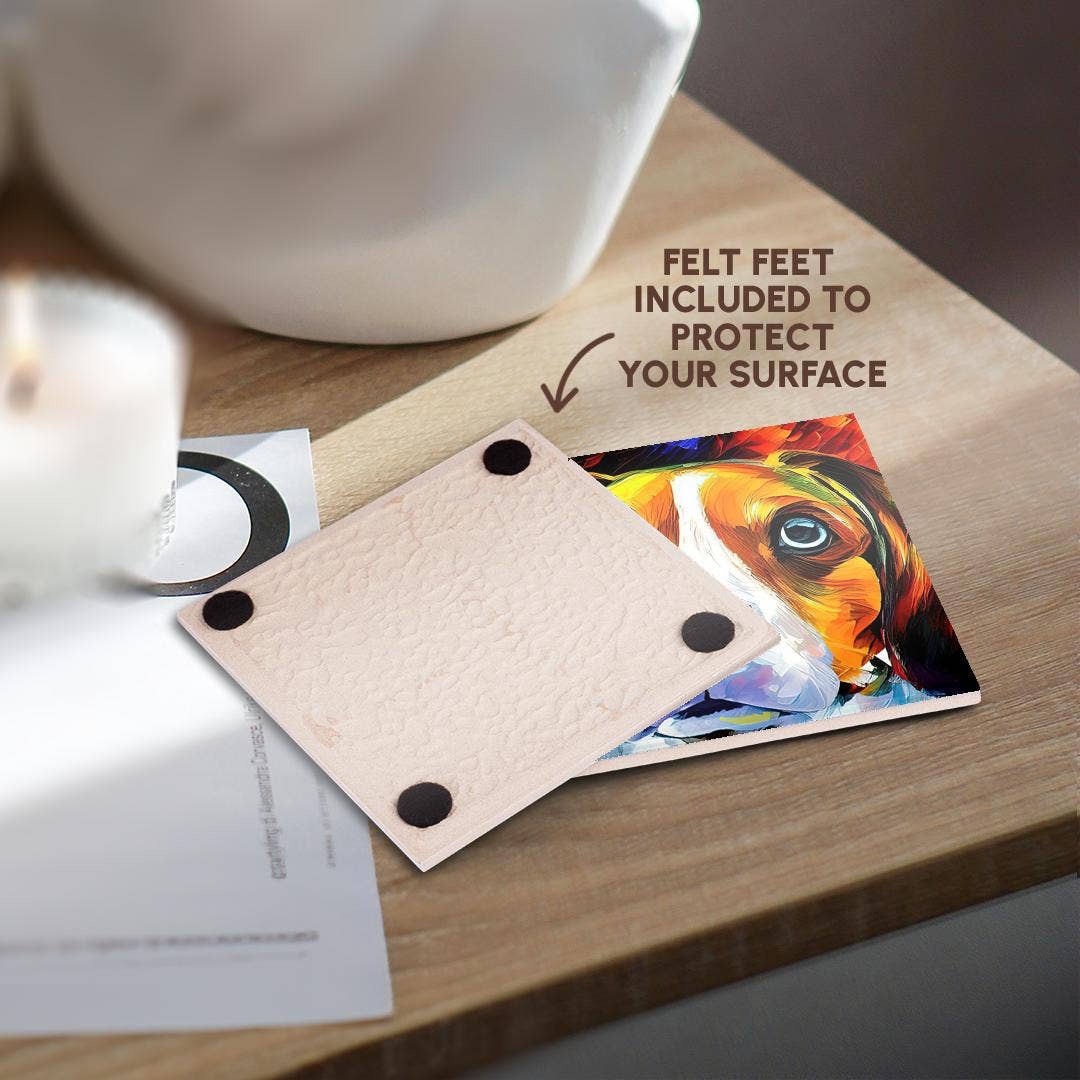 3dRose – Großhandel Untersetzer – 3dRose, Gesichtsporträt eines liebenswerten Beagle-Hundes. Familienfreundliches Geschenk oder Glücksbringer, Untersetzer.3