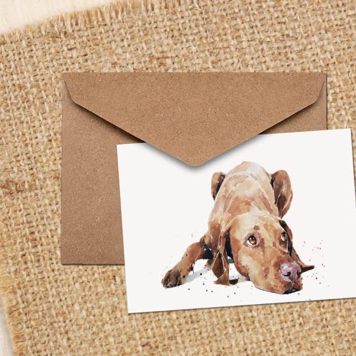 Vizsla Greeting/Note Card.Cartões Vizsla, cartões Cão Vizsla por atacado de edswatercolours