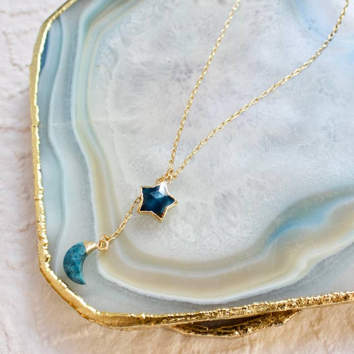 a.v. max - Wholesale Pendant/Charm Necklace - Mini Over The Moon Stone Necklace|Labradorite|Turq|Sunstone2