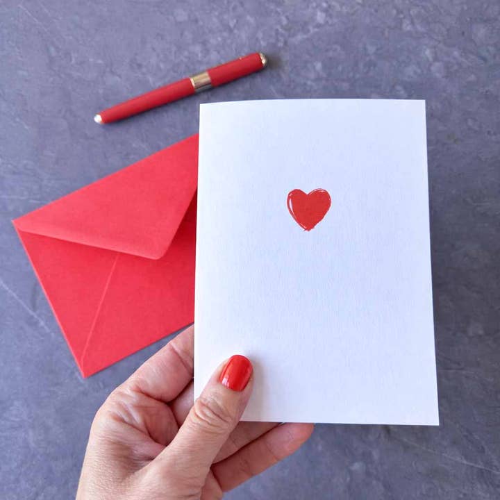 Red Love Heart Greeting Card, Notecard, Blank Card for wholesale by Tall Order