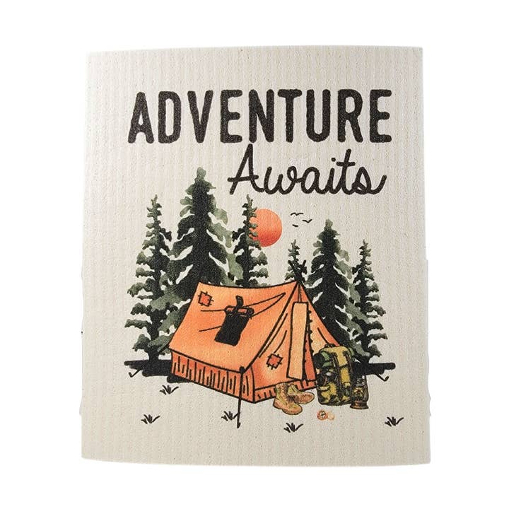 Adventure Awaits Swedish Dishcloth - Summer Dish Cloth for wholesale by Driftless Studios