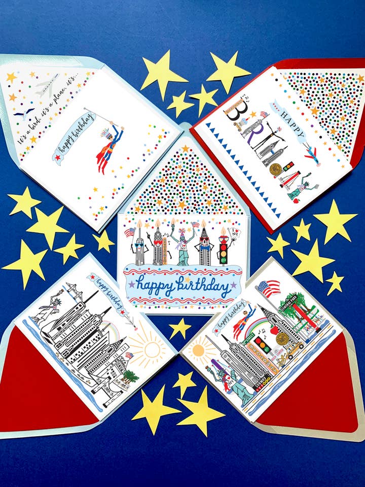 Birthday Sampler, New York Style - Set of 10 Cards for wholesale by Mighty Violet Design