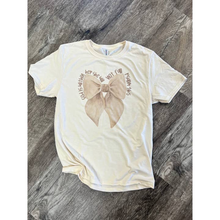 God is Within Her Psalm 46:5 on Cream Tee for wholesale by RMN Wholesale