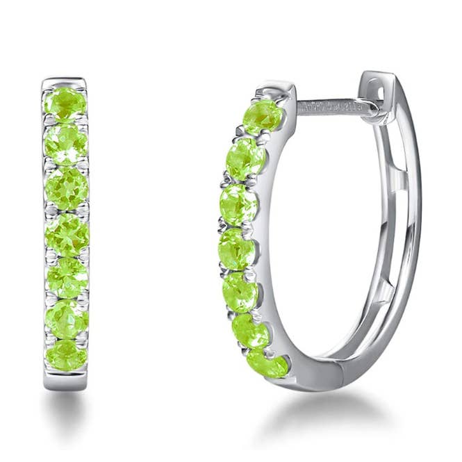 Brincos de argola FANCIME Green Peridot em ouro branco 14K por atacado de Fanci Me Jewelry