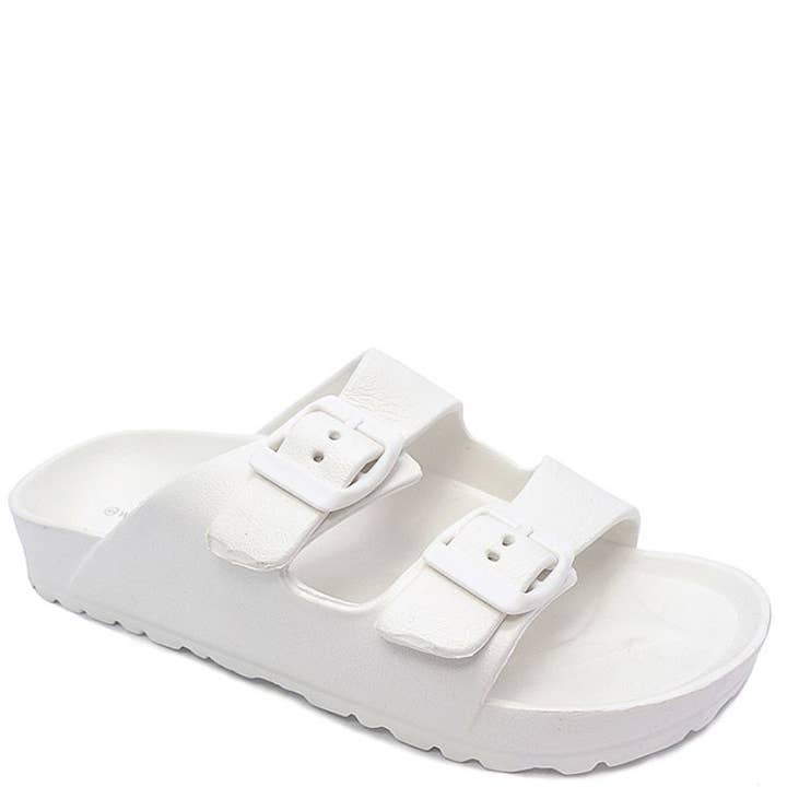 SANDALIA DE PISCINA DE DOBLE BANDA EBA 1 PAR, PC KRISTEN 01BWHT para venta al por mayor de JOIA ACCESSORIES