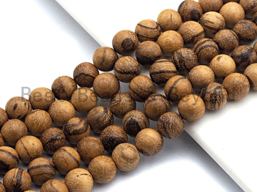 BestBeads&Beyond - Wholesale Kralen - Natuurlijke gladde ronde houten kralen 6mm/8mm/10mm/12mm, natuurlijke bruin houten kralen met houtnerf, streng van 39,4 cm, SKU#U4642