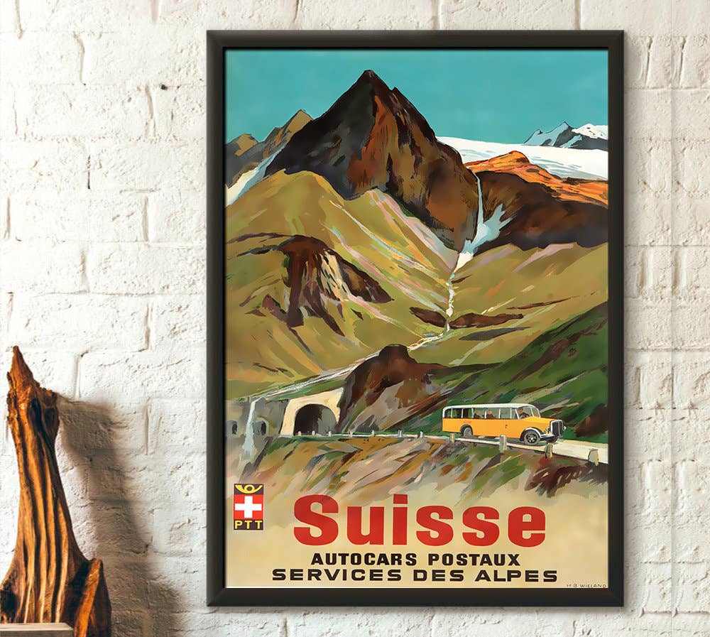 Vintage Wall Graphics - Wholesale Poster - Switzerland Vintage Alps Travel Poster Wall Art Decor0