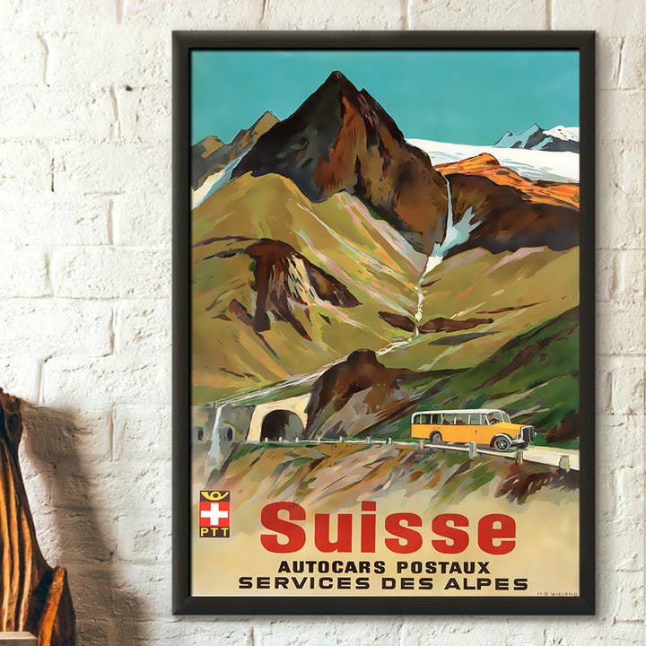 Vintage Wall Graphics - Wholesale Poster - Switzerland Vintage Alps Travel Poster Wall Art Decor