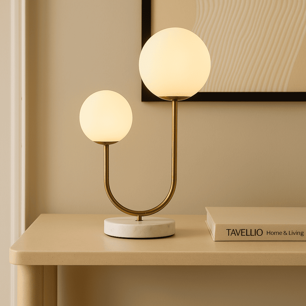 Tavellio – Großhandel Akzent-/Schreibtischleuchte – Giorgia Elegante Marmorlamp | Mattierte Glasbirnen & Kabelgebundene Lampe12