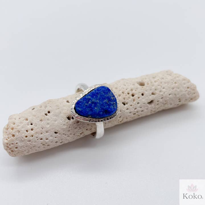 Lapis Lazuli Ring, Raw Crystal Ring, Silver - Lula for wholesale by Koko