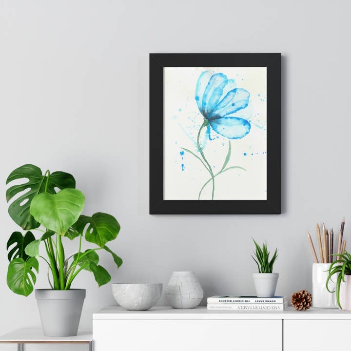 Blaue Abstufungen - Aquarellblume im vertikalen Rahmen Poster für den Großhandel von Oceane's Echo