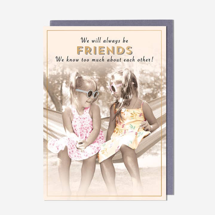 Friends With Sunglasses Sitting In Hammock Card for wholesale by Pigment Productions Ltd