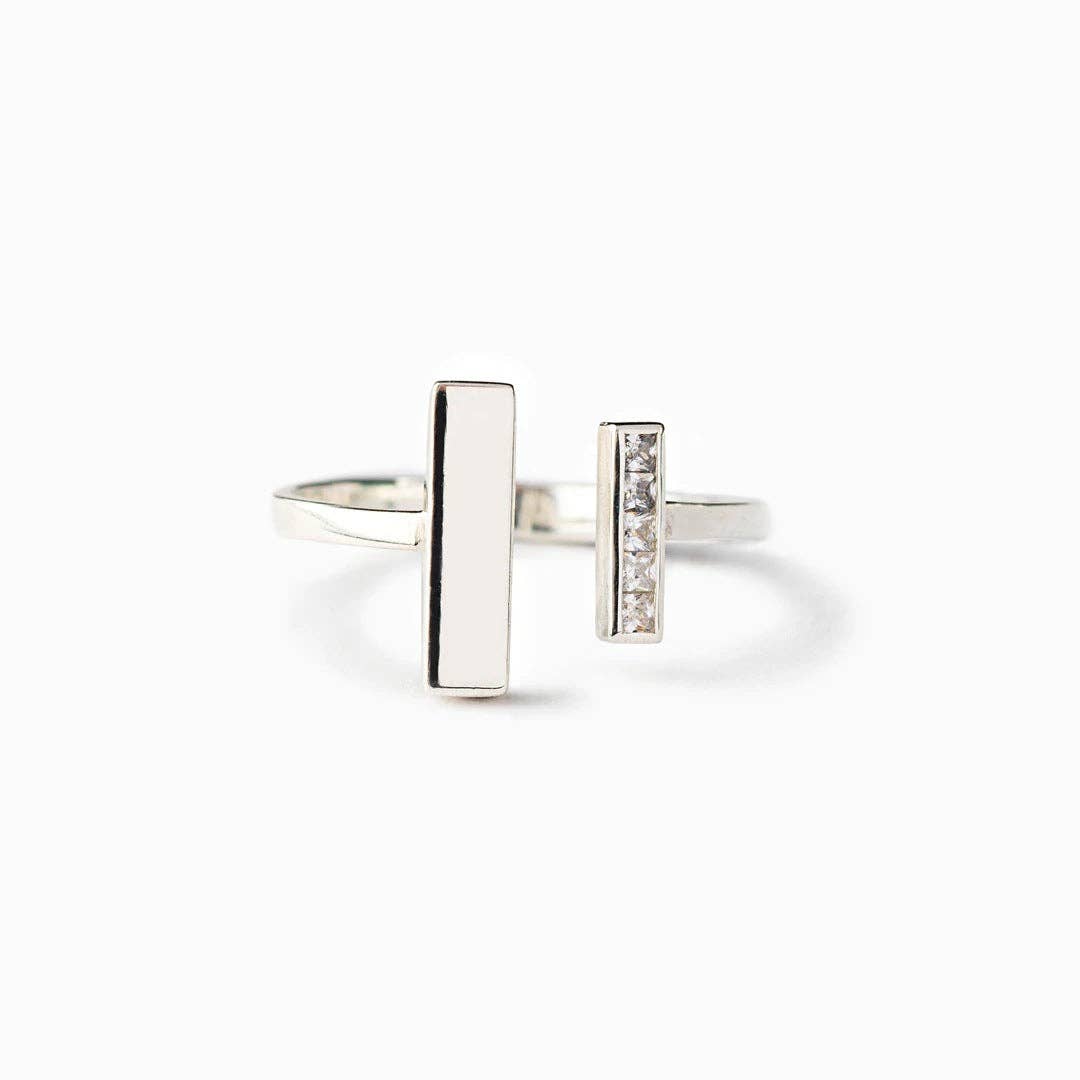 Perimade & Co. LLC – wholesale Band/stacked ring – Rainbow Modern Bar Stacking Ring in 925 Sterling Silver1