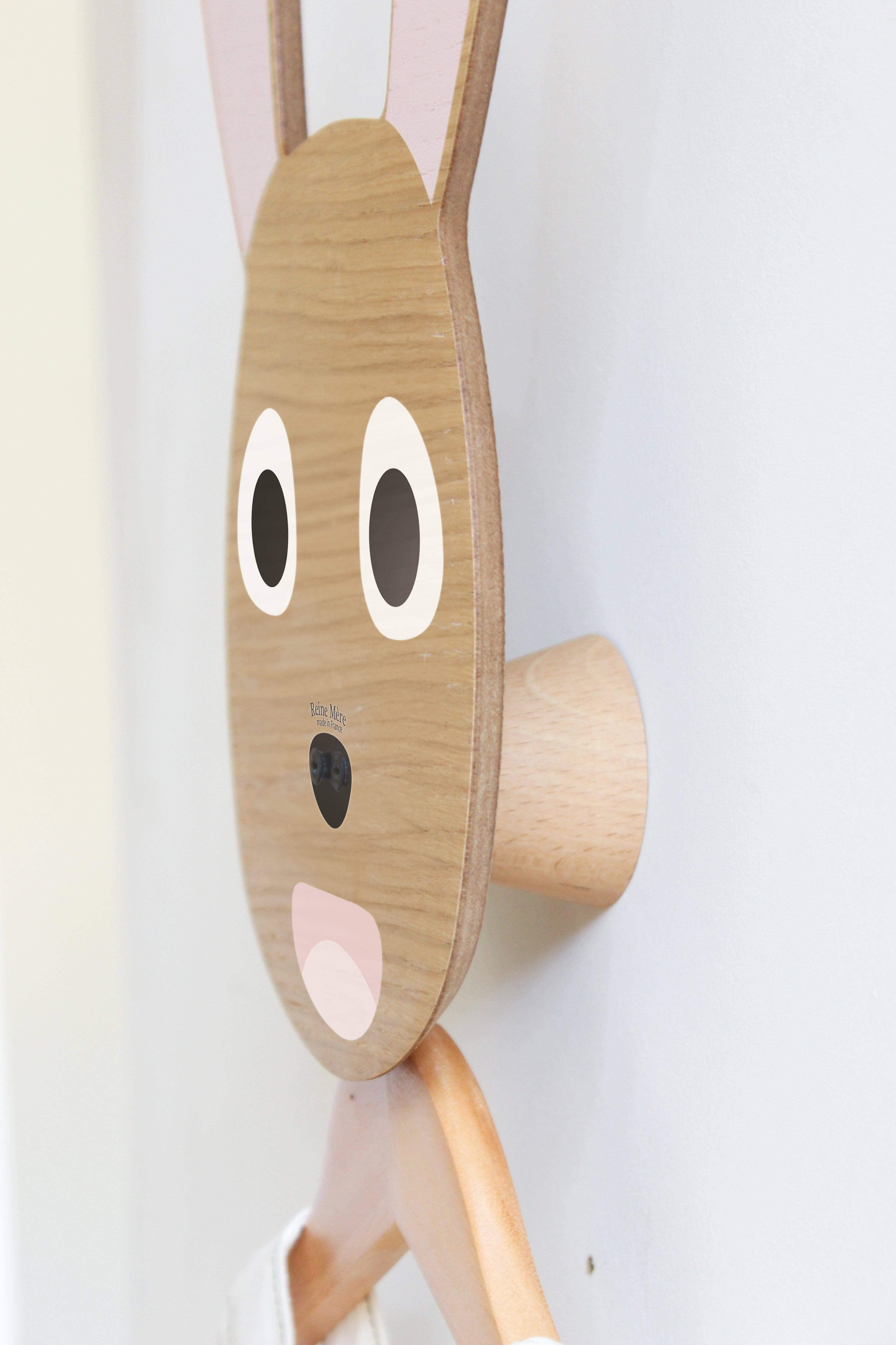 Reine Mère - Wholesale Wall Accent - Rabbit On The Wall - Children's coat hook in oak veneered MDF1