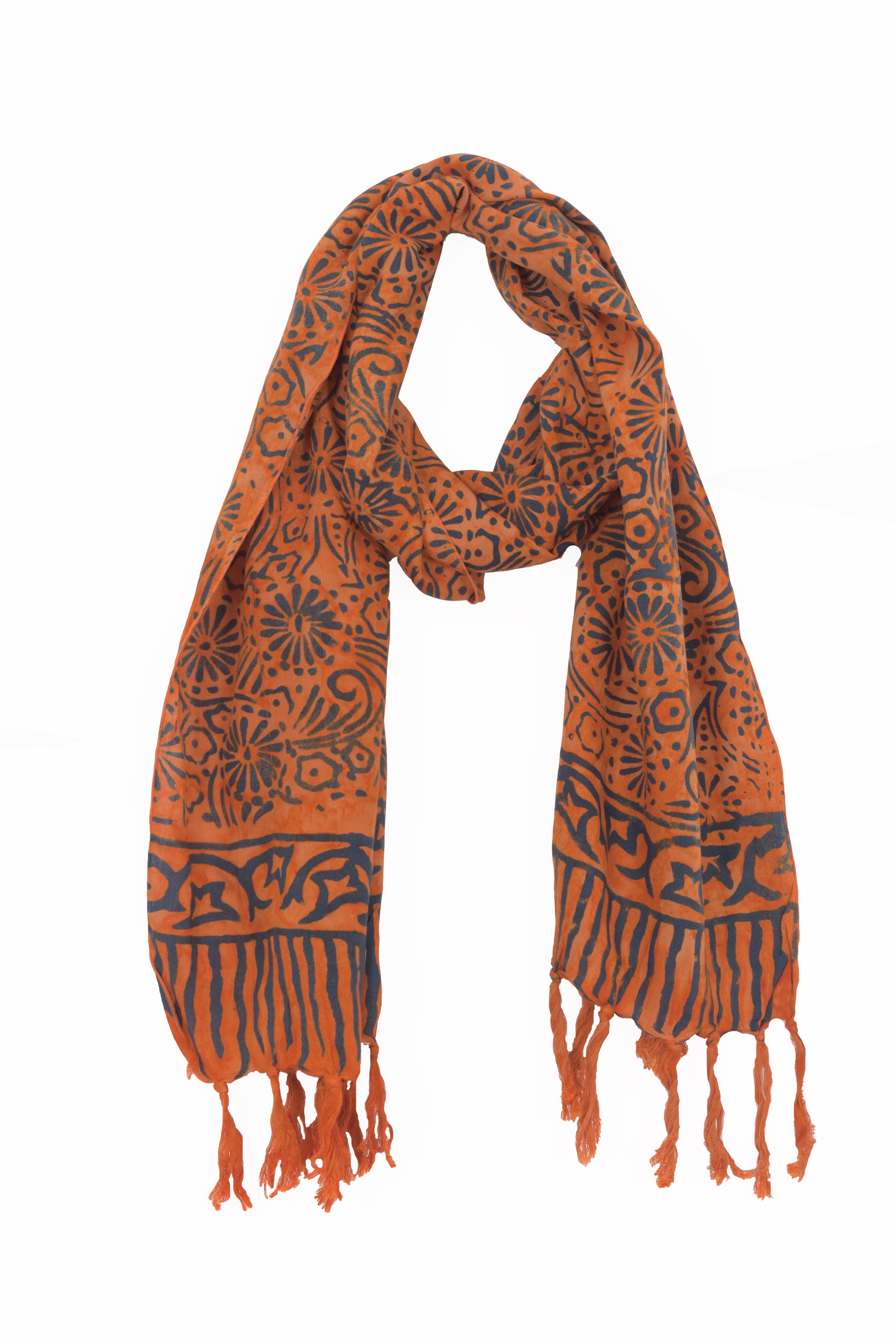 Nusantara Inc. - Wholesale Scarf - Women's - Rayon Batik Scarf - 98781 A-C (Knotted  Fringe)35