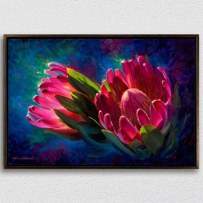 Whitworth Gallery - Wholesale Art Print - Sunlit Protea - Signed Artist Canvas of Tropical Protea Flower Painting6