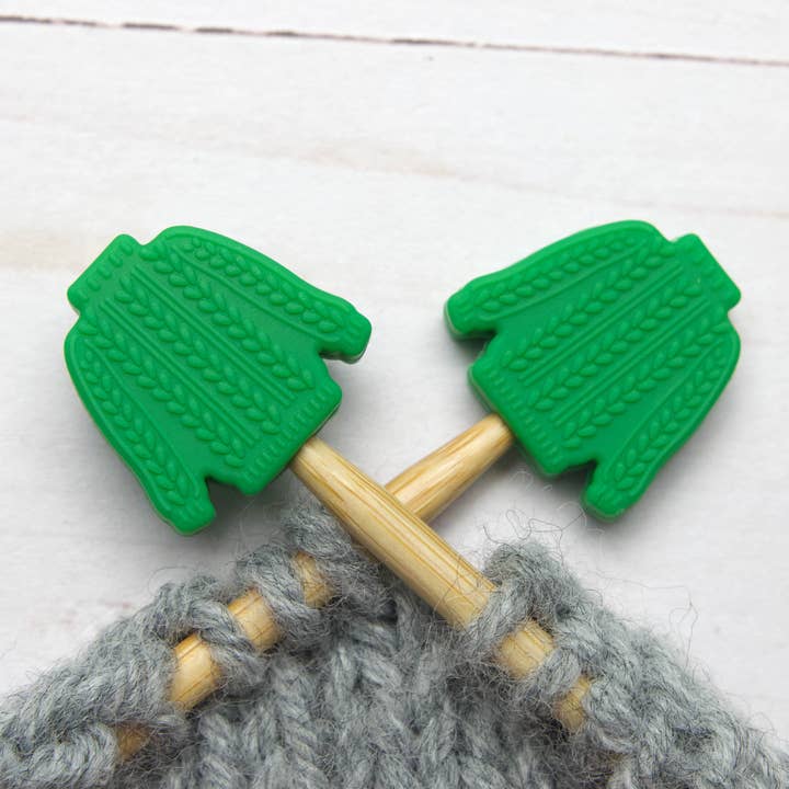 Green Cable Knit Sweater | Stitch Stoppers for wholesale by Fox & Pine Stitches