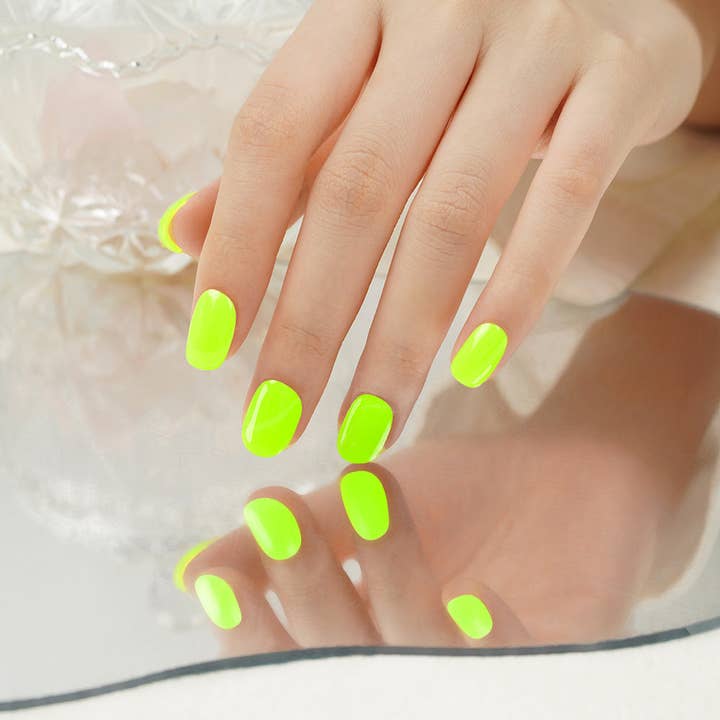 Danni & Toni - Wholesale Nail Art/Decal - Bright Green Chartreuse Semi-Cured Gel Nails | Neon Green - 2510