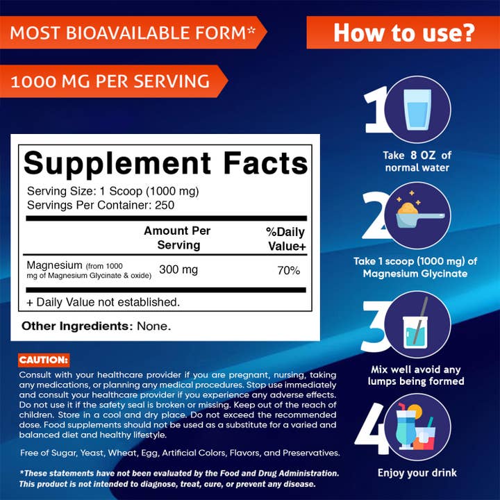 Vitamatic - Wholesale Oral Supplement/Vitamin - Vitamatic Magnesium (from Glycinate & Oxide) - 250 Grams1