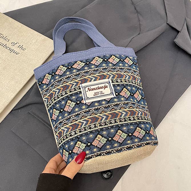 Geometric Patterned Tote Bag with Handle for wholesale by EmberLoom