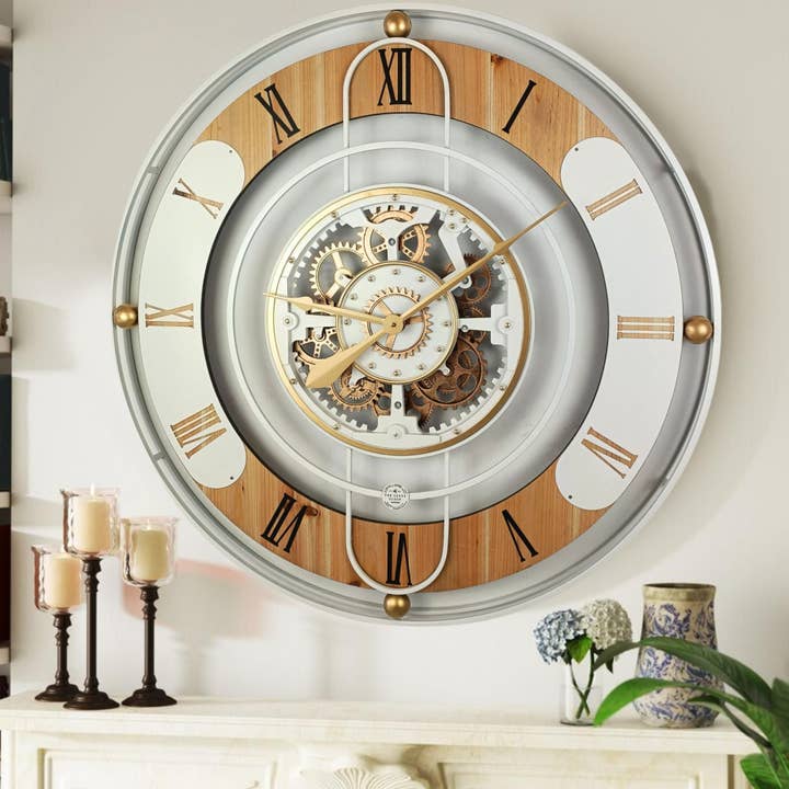 SWITZERLAND LINE WALL CLOCK ROUND 36 INCH WHITE for wholesale by The Gears Clock