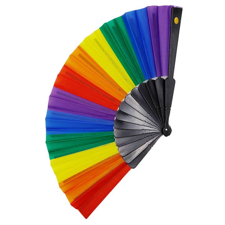Cap Zone - Wholesale Handheld Folding Fan - Rainbow Pride Traditional Novelty Hand Held Fan