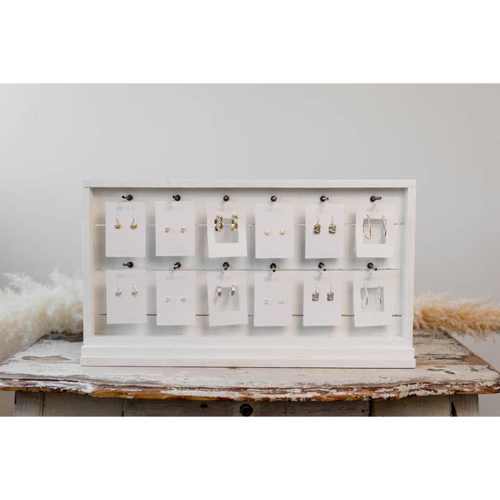 Display Shelf Sitter Pegboard-White for wholesale by Glee Jewelry