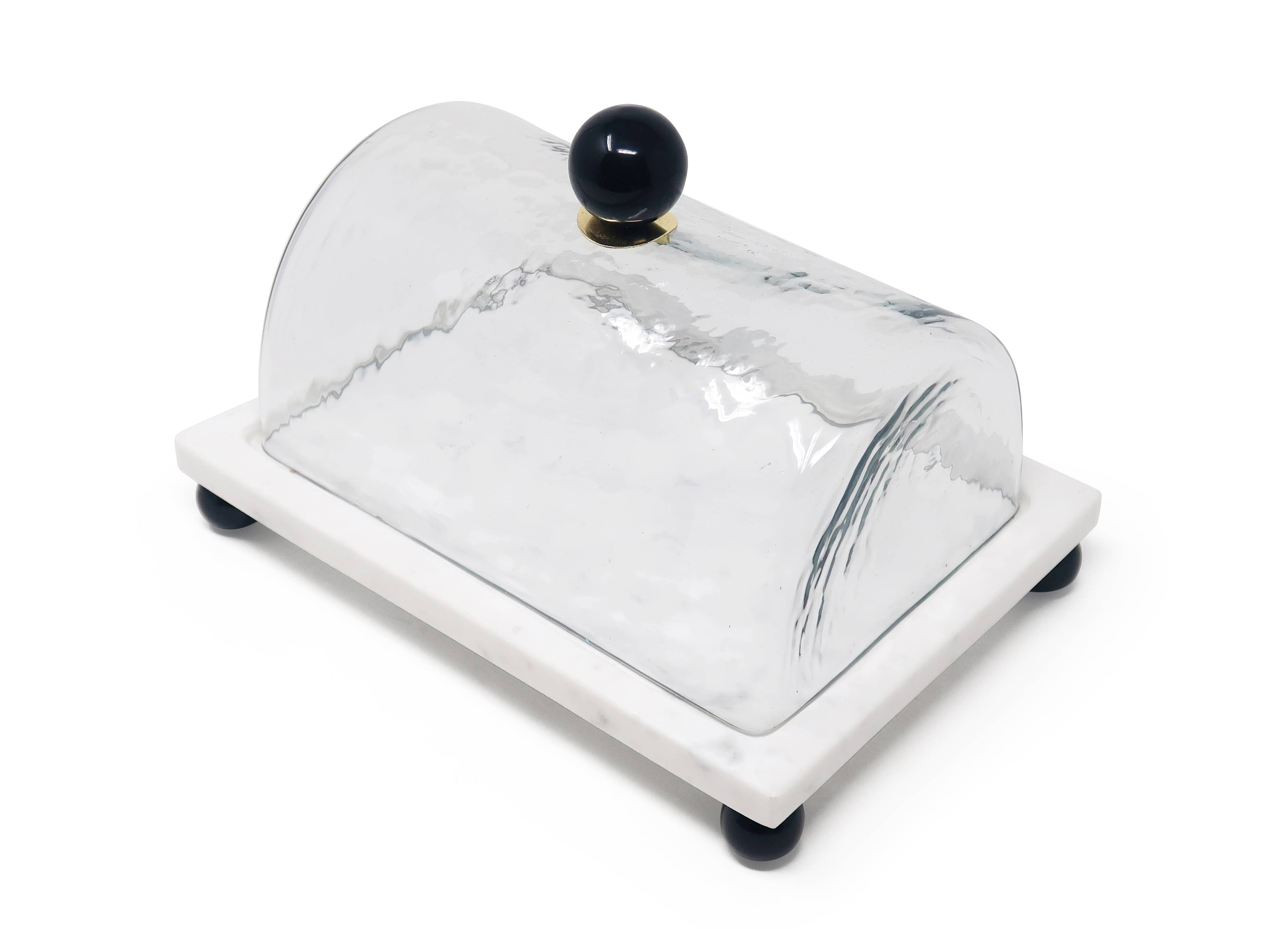 CLASSIC TOUCH DECOR INC. - Wholesale Cake Stand - Marble Cake Plater with Glass Cover and Ball Knob - 10.4"L9