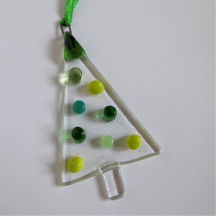 Glass Christmas tree decoration - green bauble tree for wholesale by Eva Glass Design