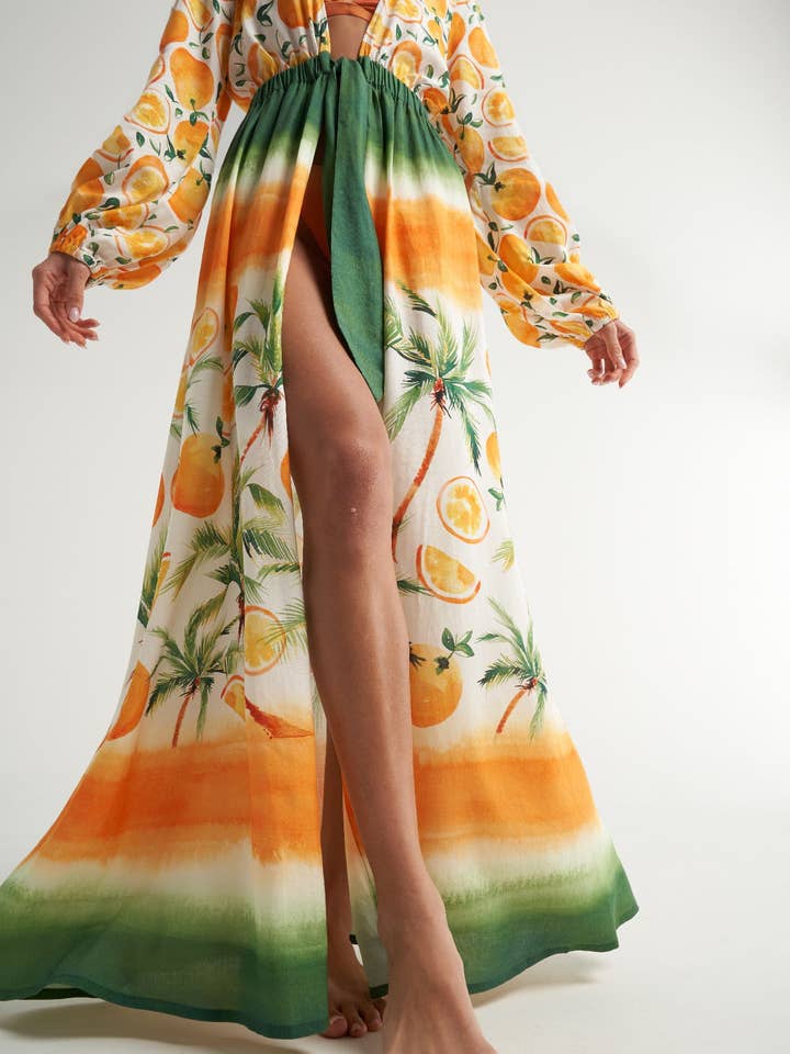 Couvre-lit à manches longues Oranges Palms pour la vente par SIGAL