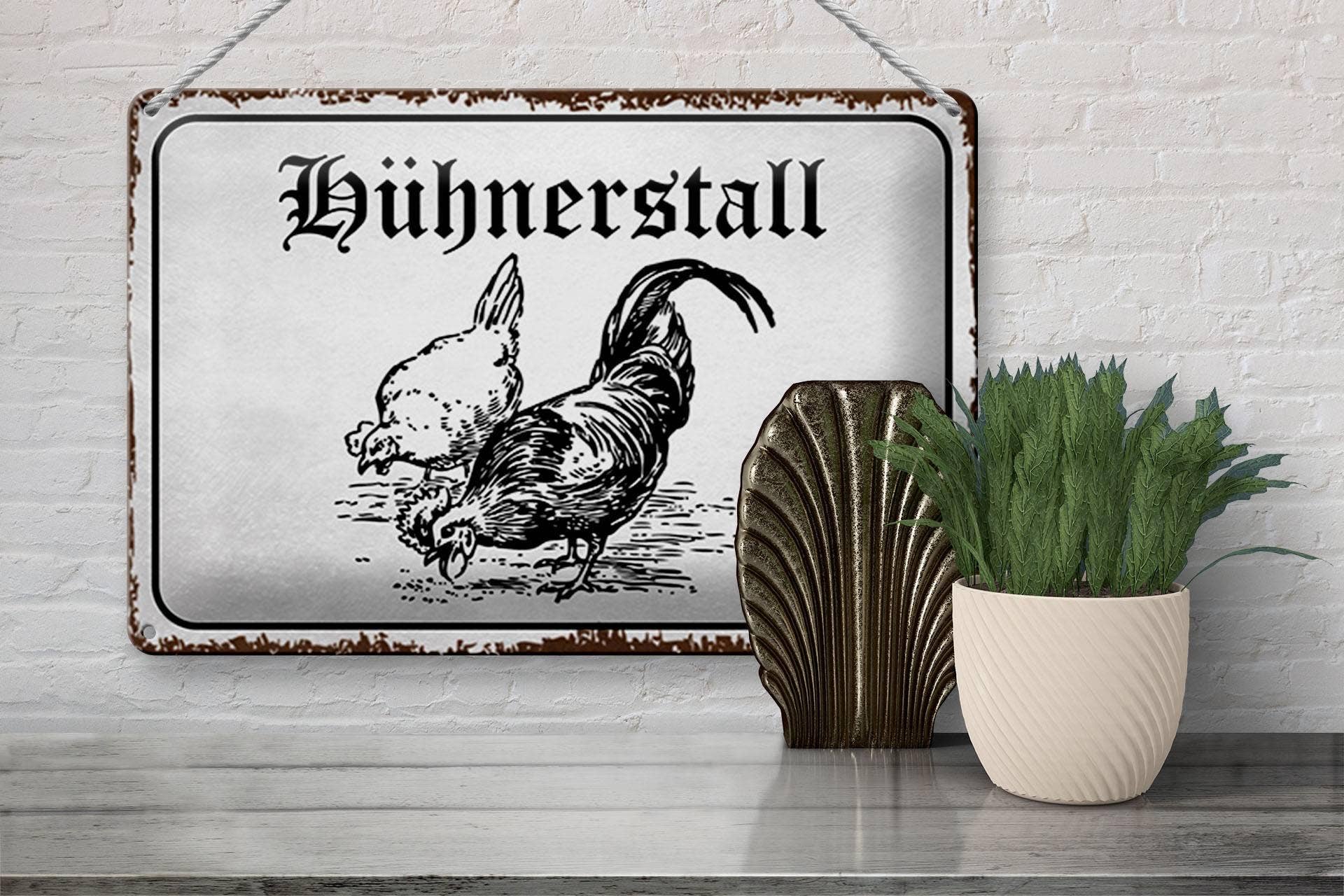 Femer – Engroshandel Skilt – Femer hønseskilt i blik, 30 x 20 cm, til hønsehus og gårddekoration3