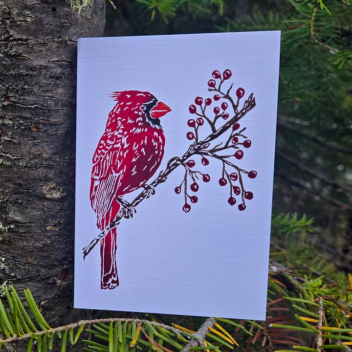 Carte du Cardinal rouge pour la vente par Tidal and Timber Studio