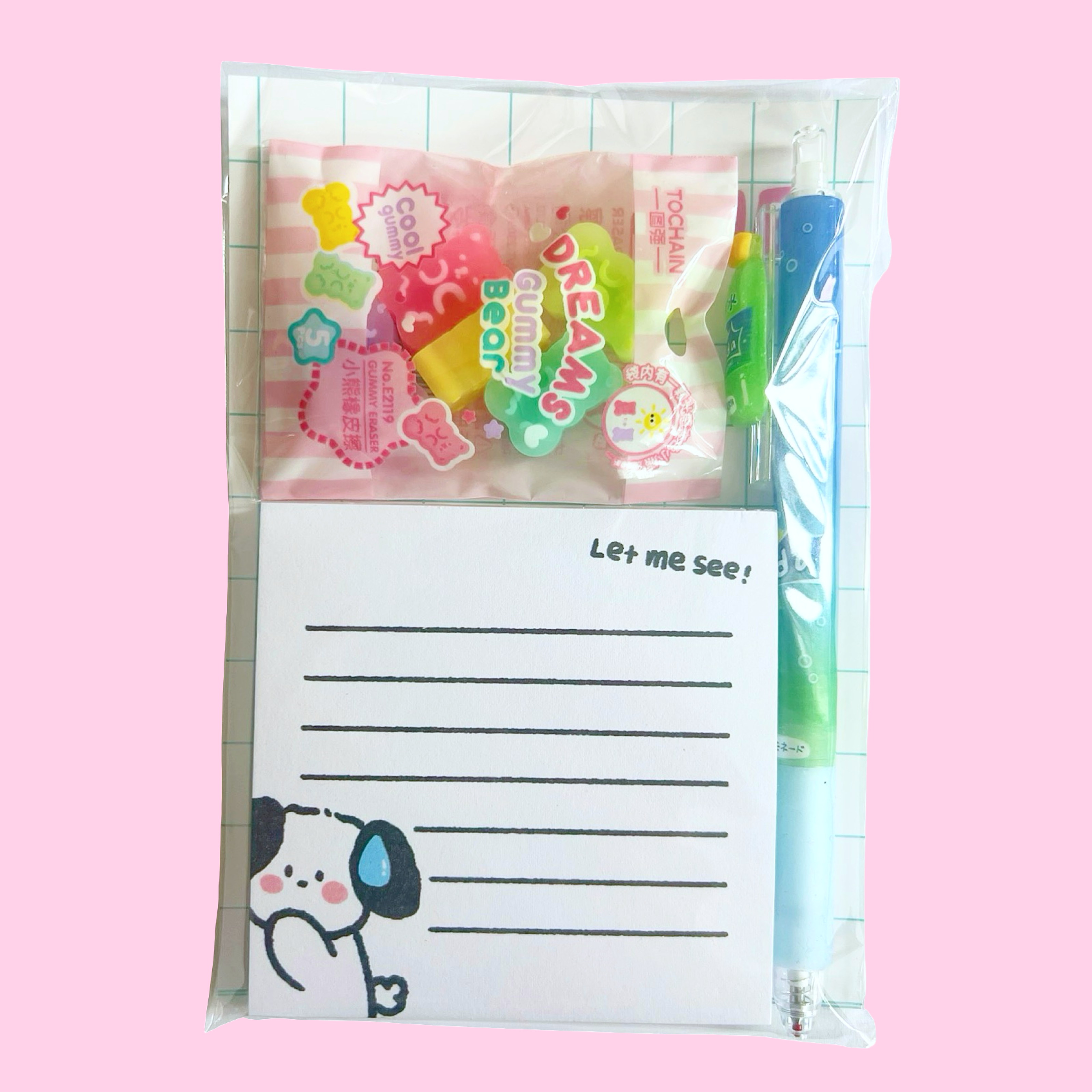 Pop Cutie Accessories & Gifts - Europe - Wholesale School Supplies - Kids - Pop Cutie Kawaii Dog Stationery Gift Set - Memo Pen Eraser3