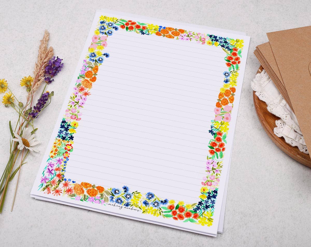 Making Meadows Ltd – wholesale Letterhead – A4 writing paper with a bold floral flowers | Letter Paper2