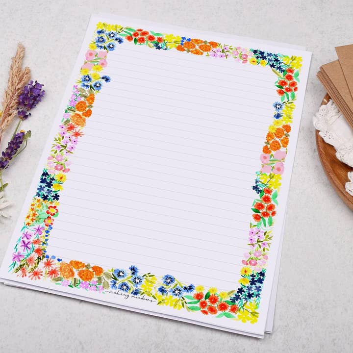Making Meadows Ltd – wholesale Letterhead – A4 writing paper with a bold floral flowers | Letter Paper2