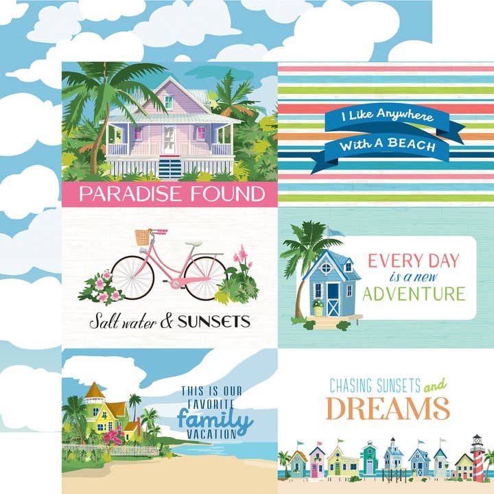 Beach Town: 6x4 Journaling Cards 12x12 Patterned Paper for wholesale by Echo Park Paper Co.
