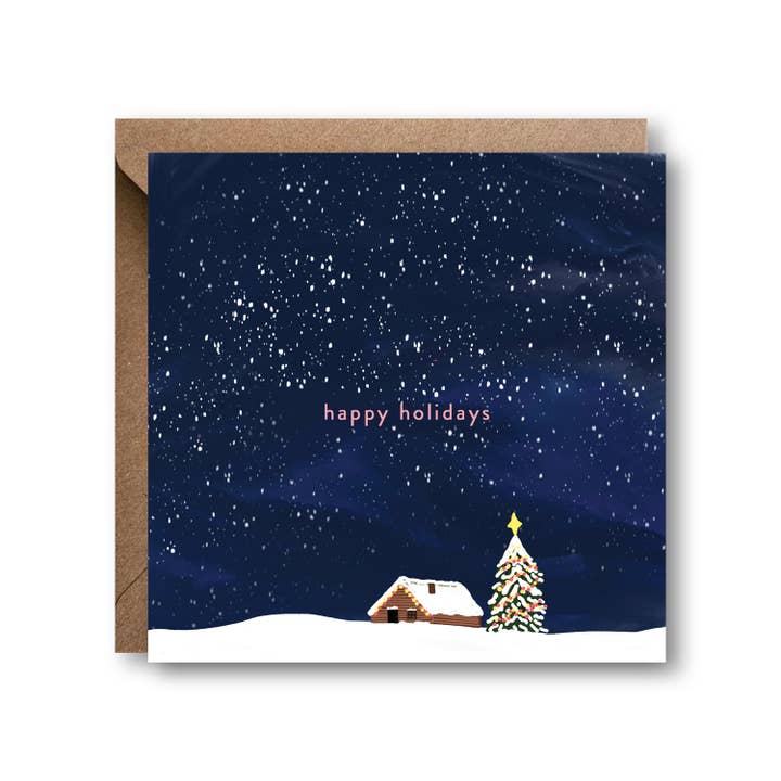 Happy Holidays Skies Card for wholesale by Charis Raine Illustration