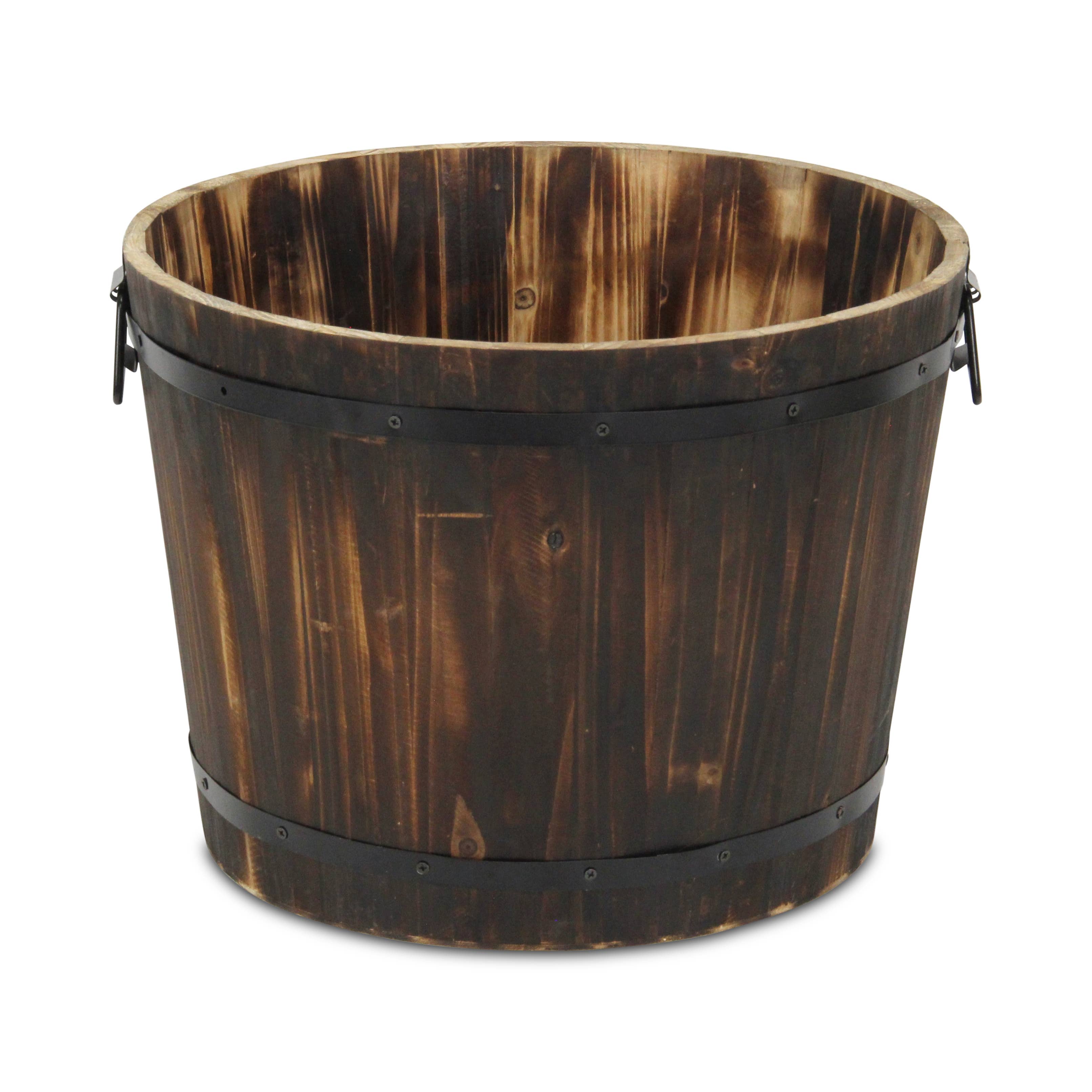 Cheungs Home Decor - Vente Pot - Seau décoratif en bois marron foncé Mariva avec accents et poignées en métal5