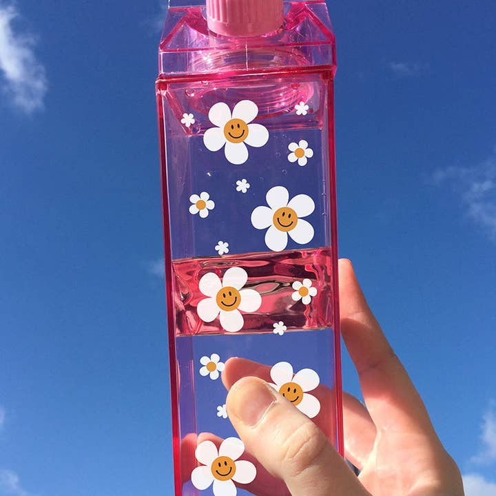 Daisy Pattern Milk Carton Water Bottle for wholesale by femfetti