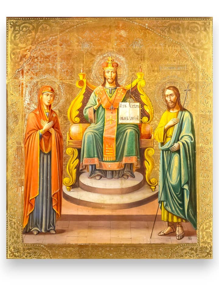 Heer Jezus Christus de Almachtige Verlosser op de troon (Deesis-icoon). Houten orthodoxe icoon voor wholesale door Iconsofsaints